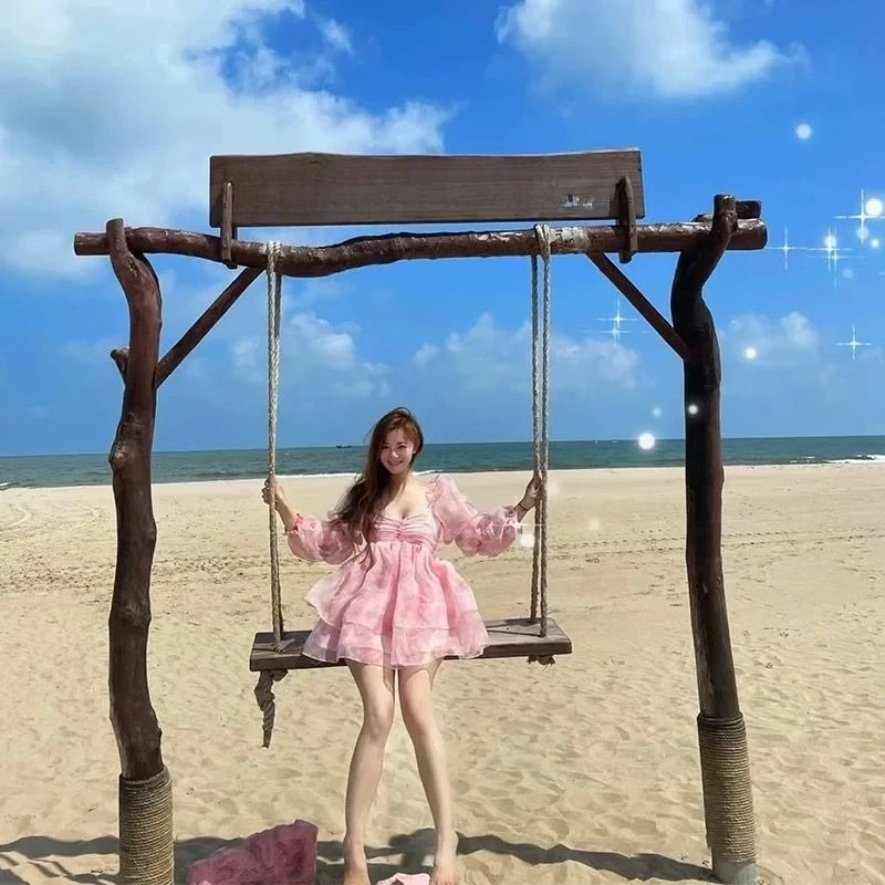 Log Outdoor Campground Swing Rack Children's Park Large Swing Facilities