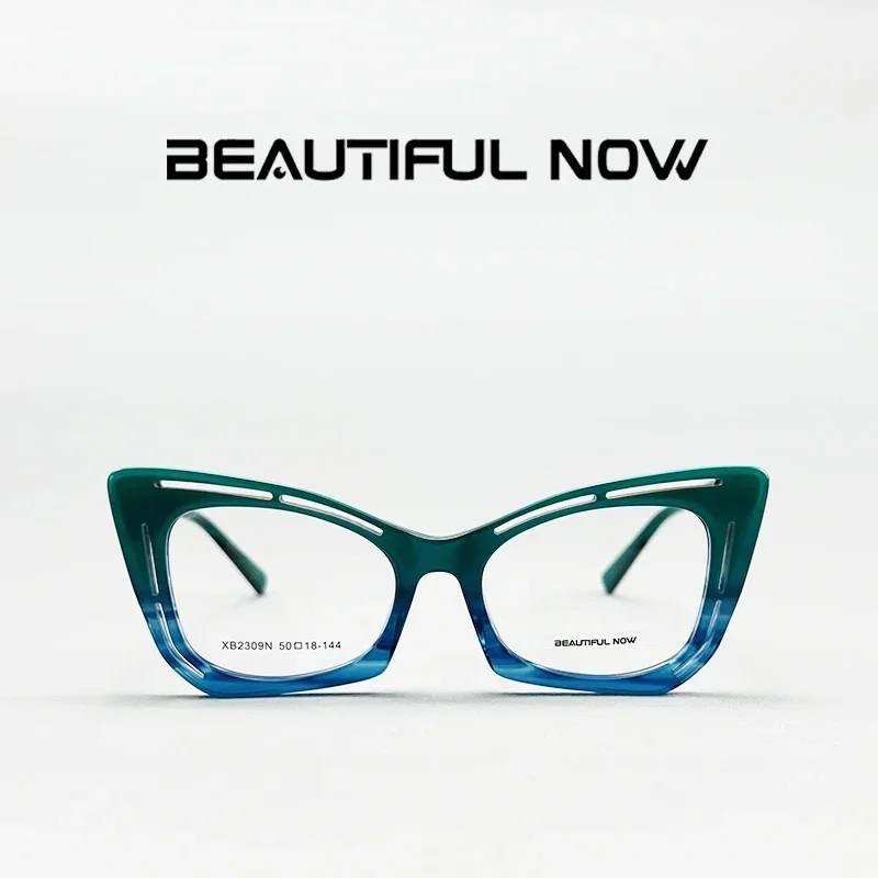 

КРАСИВНАЯ СЕЙЧАС Модная оправа для очков «кошачий глаз» для женщин, оптические очки с ацетатной оправой, настраиваемые линзы по рецепту