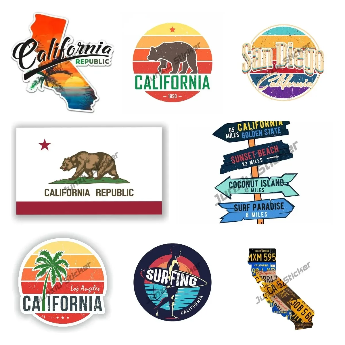 Creative Decals California State Flag Decal California Los Angeles Stamp Seal Sticker Premium Quality Vinyl Car Accessories