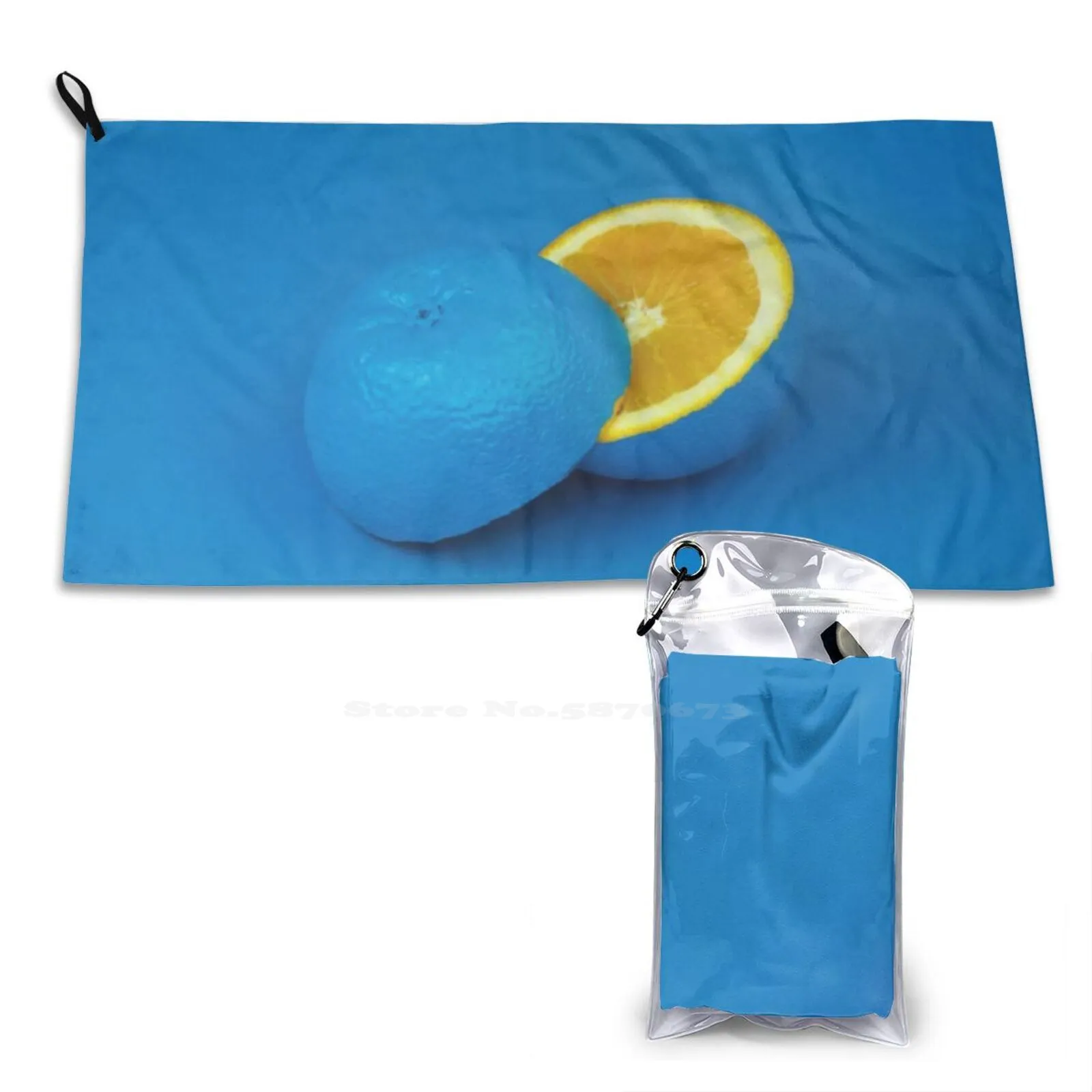 Orange Blue 3D Print Quick Dry Towel Sport Soft Towel Fruit Orange Lime Lemon Blue Cut