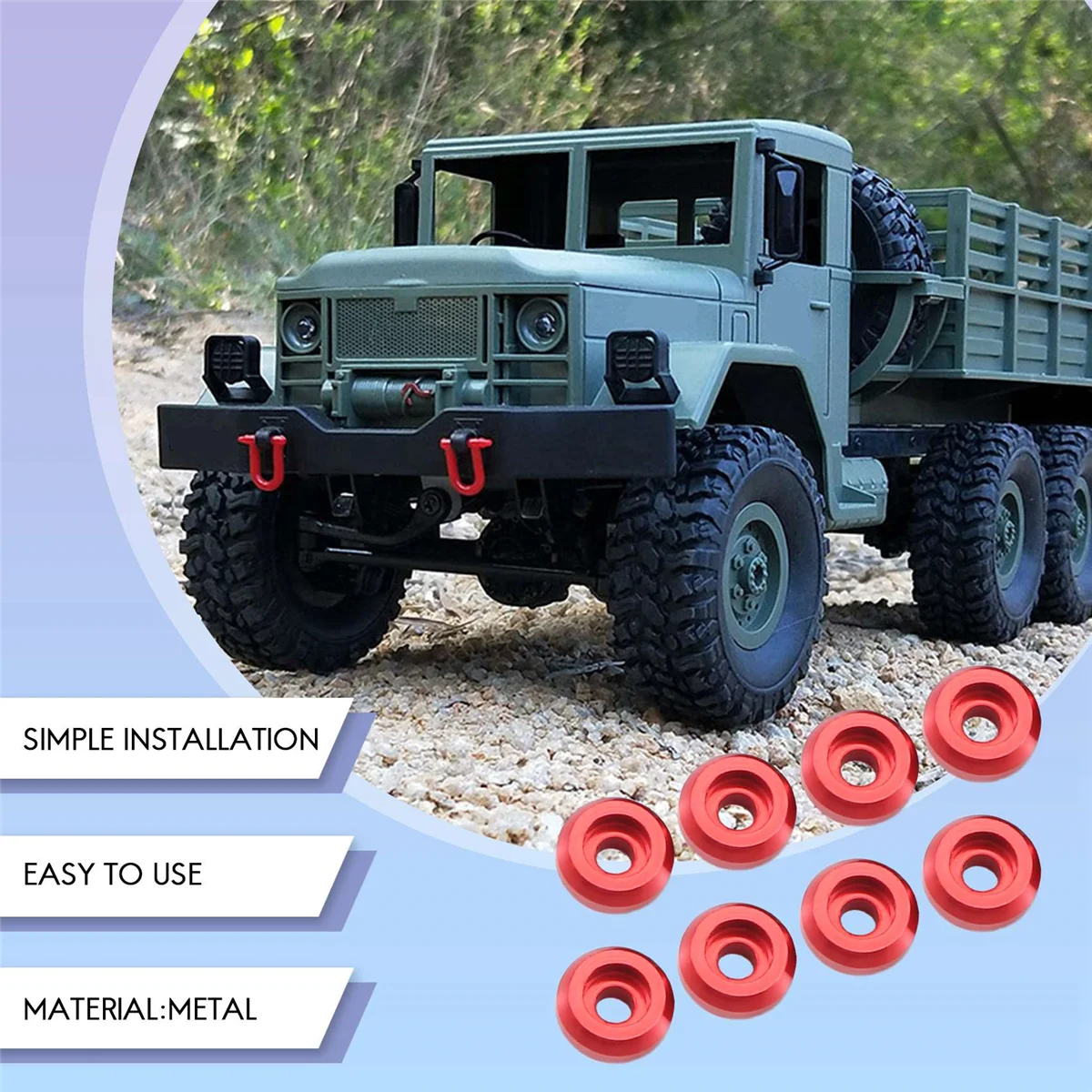 AA84 8 piezas de metal biela tornillo junta cuña arandela resto para WPL C14 C24 C34 C44 MN D90 D91 D99S RC coche, rojo