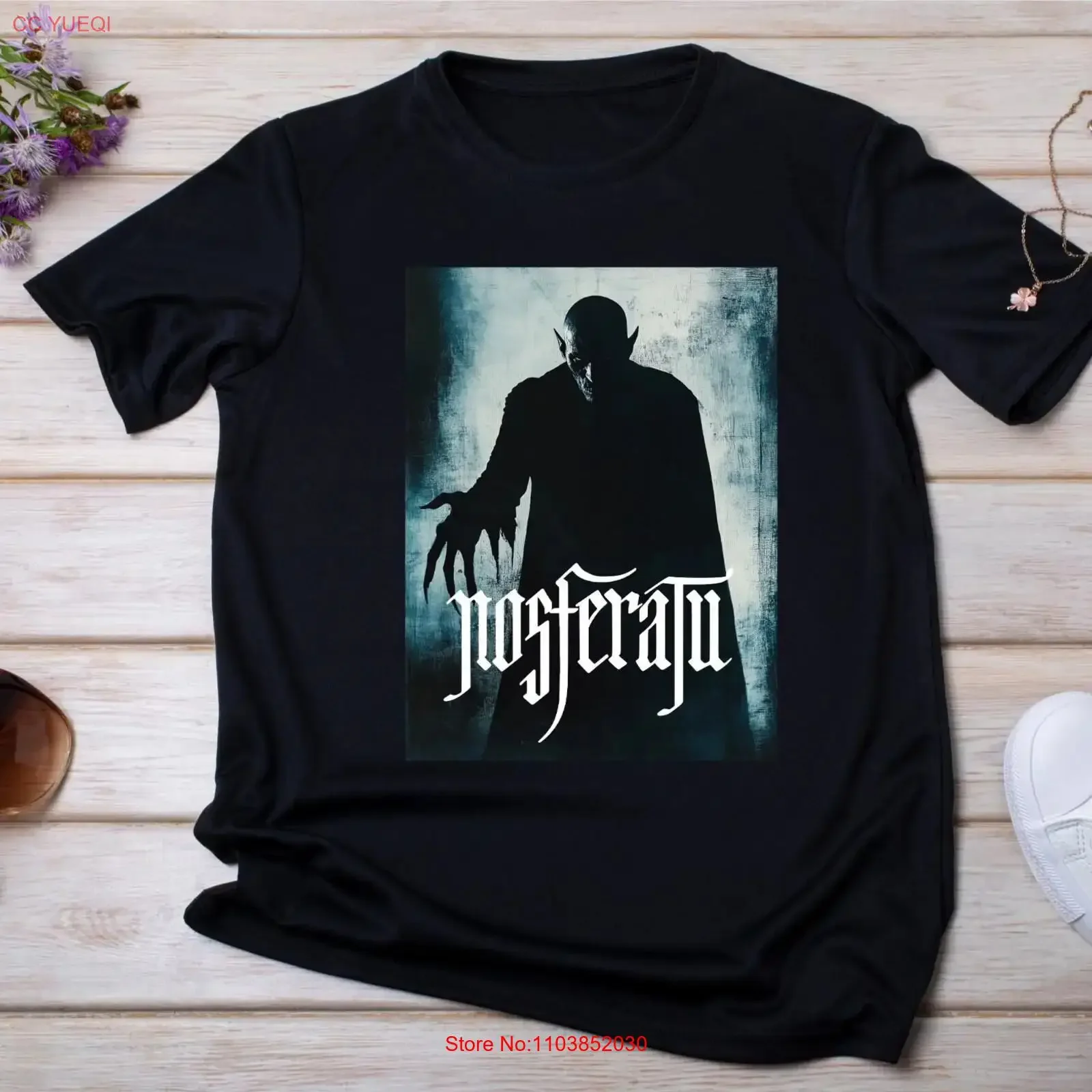 Футболка с изображением ужасов Nosferatu, винтажная ретро-одежда из фильма «вампир», счет Orlock Memorabilia, готический винтажный стираный повседневный мягкий товар Футболка с изображением ужасов Nosferatu, винтажная ретро-одежда из фильма «вампир», счет Orlock Memorabilia, готический винтажный стираный повседневный мягкий товар