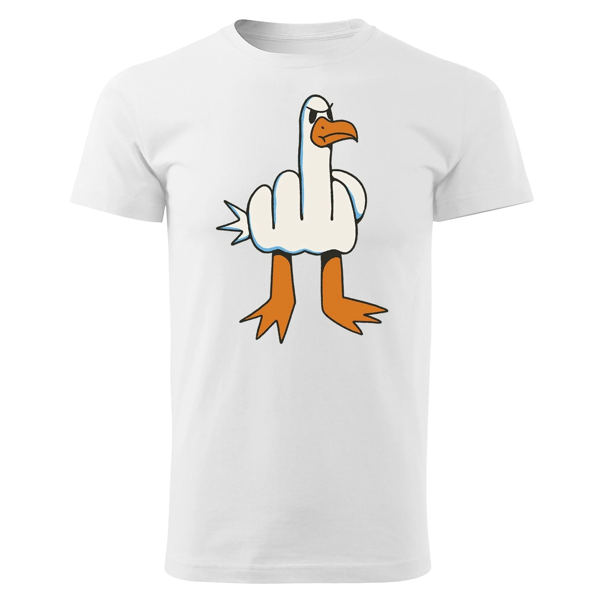 

Seagull Middle Finger Graphic Printing Summer Luxury Brand Cotton Men's and Women's T-shirt Short Sleeve Street Fashion Trend