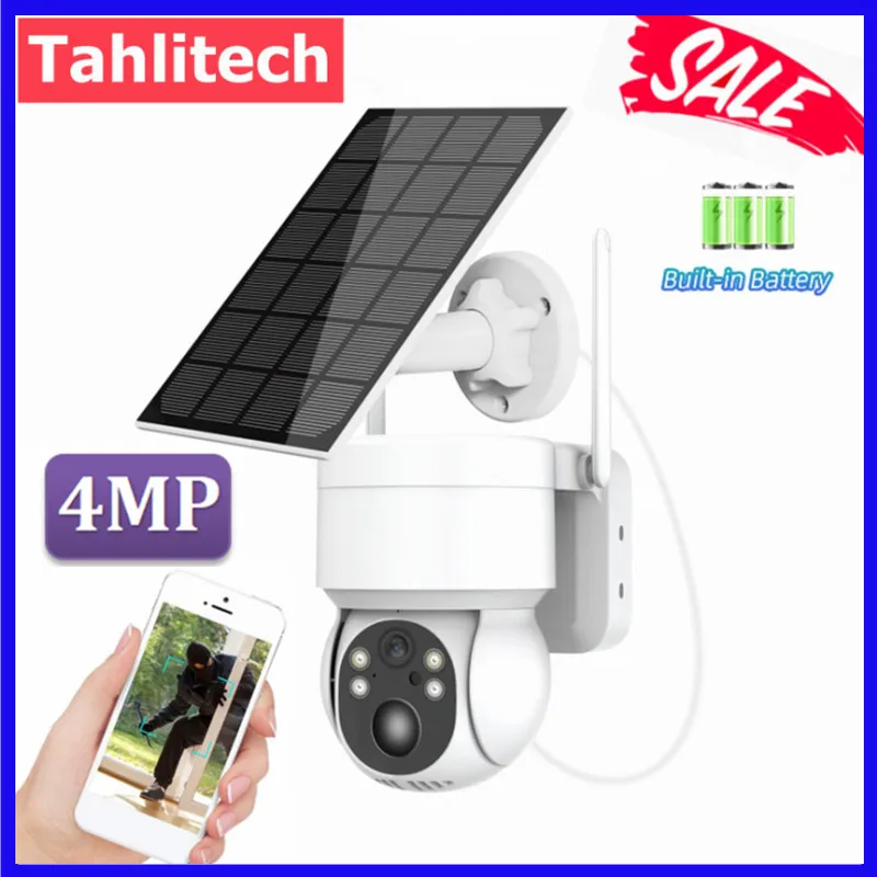 4MP Outdoor Security Camera With Solar Panel WIFI Solar Camera PIR Human Detection Wireless Surveillance PTZ Battery Camera