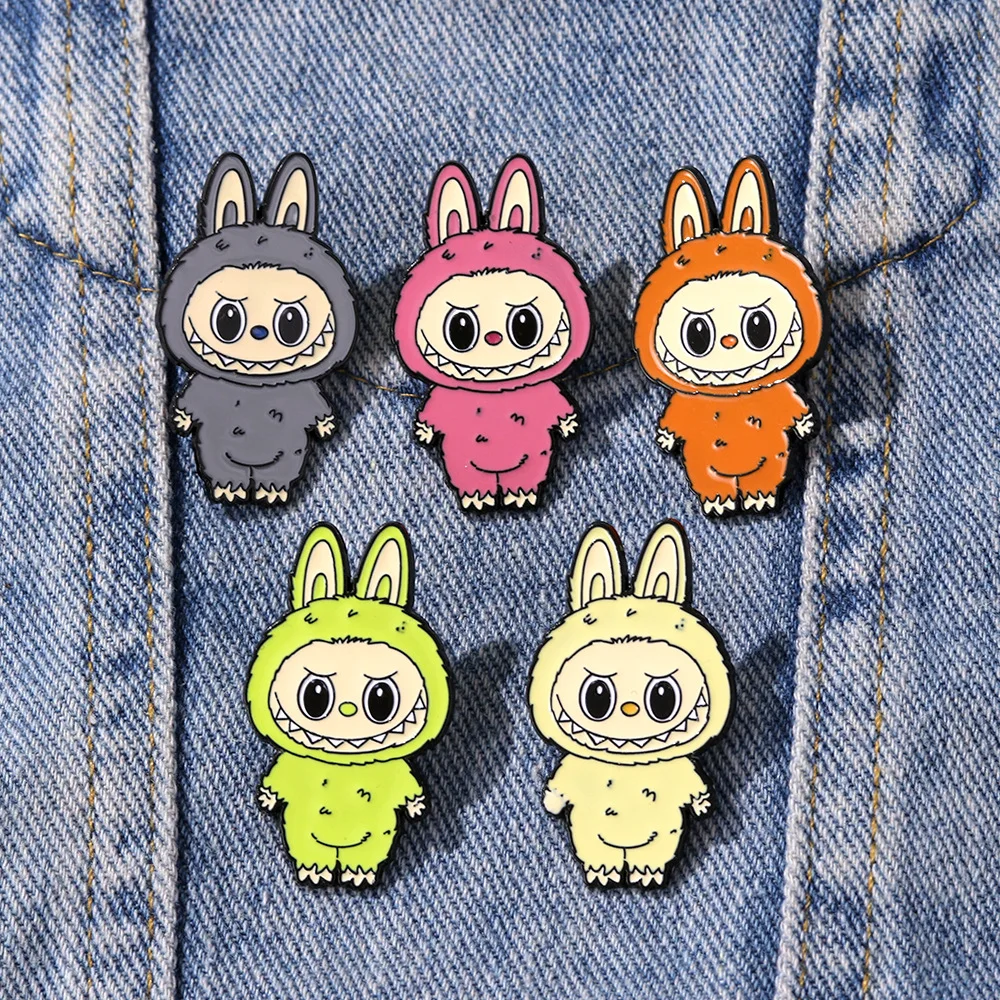 Cute Cartoon Demon Monster Enamel Brooch Creative Doll Design Lapel Pin Badge Jewelry Gift For Kid Friend image 4