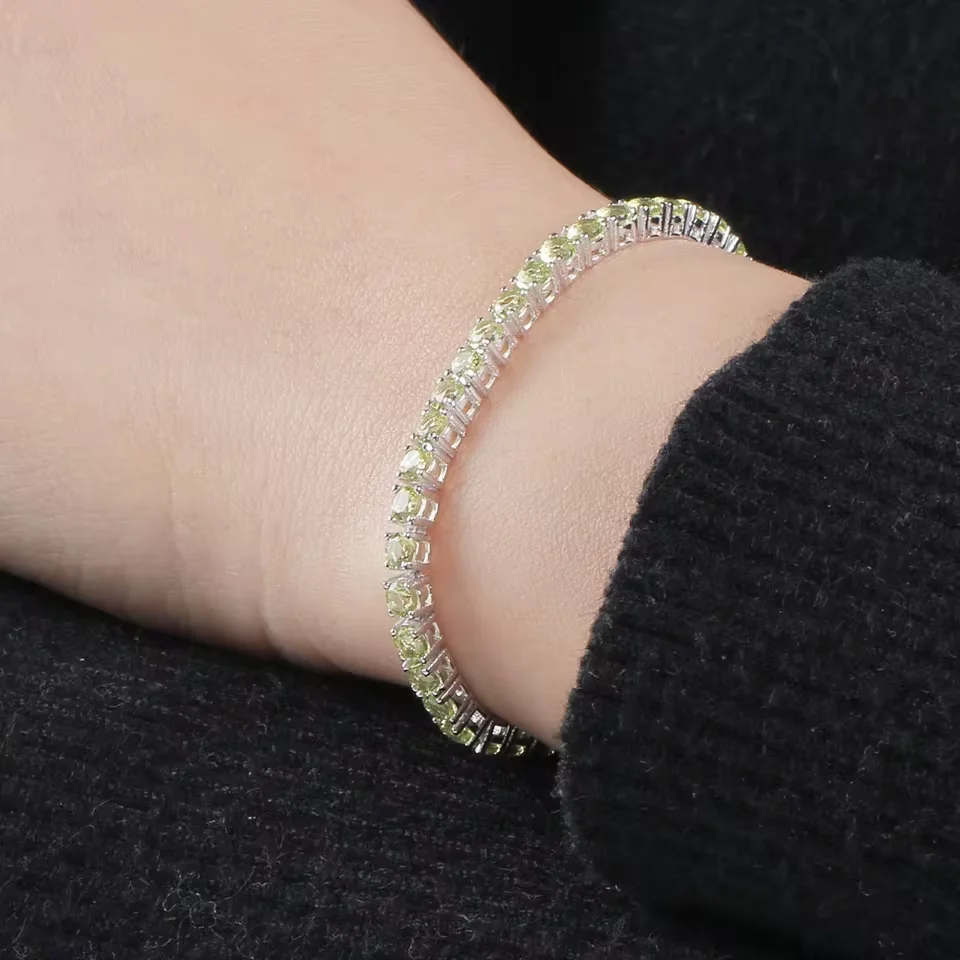 

3mm Tennis Bracelets Peridot Bracelet 925 Sterling Silver Bangles 18cm Fashion Jewelry