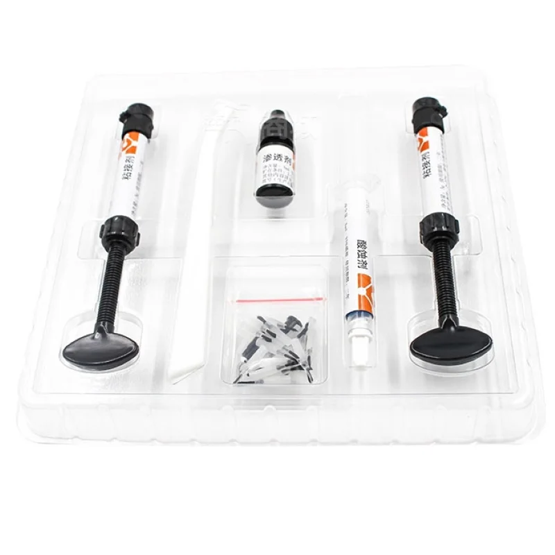 

Dental Light Cure Orthodontic Adhesive Kit for metal & ceramic orthodontic brackets Etch agent Adhesive paste primer dental kit