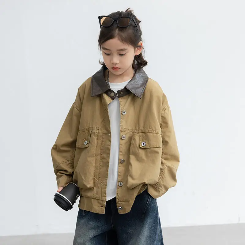 Kawaii فتاة بلوزات على الموضة طالب الربيع والخريف عادية الكرتون منتصف طول التلبيب سترة طويلة الأكمام معطف ملابس الأطفال