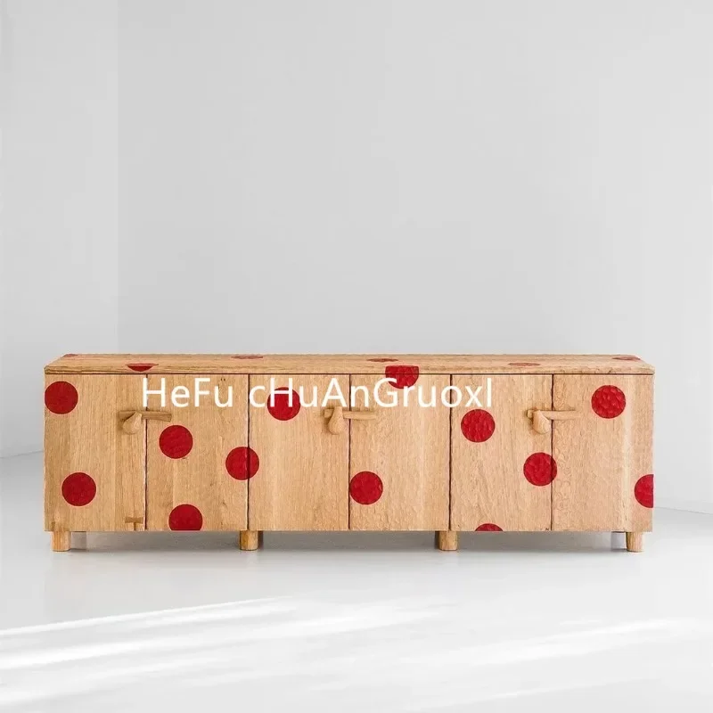 AAVintage Style Solid Wood Chest Of Drawers Living Room White Ash Wood TV Module Combination Cabinet