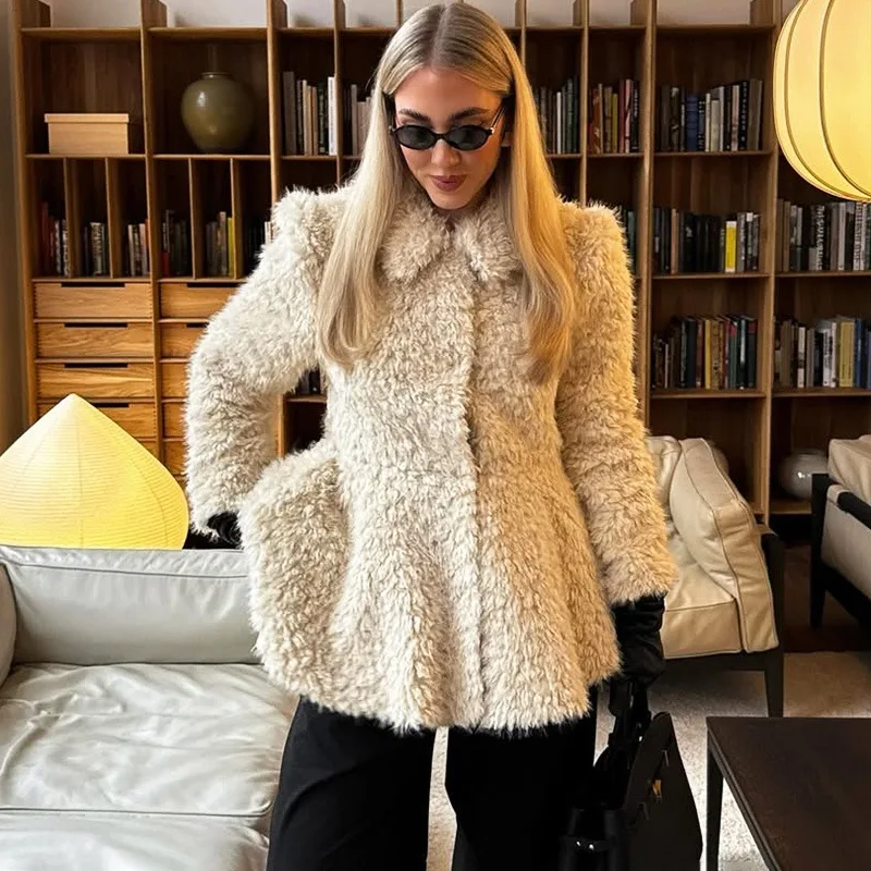 Ticketsx موضة التلبيب فو الفراء معطف المرأة أفخم المرقعة سليم سميكة سترة خمر عادية جديدة شتاء دافئ الإناث أبلى #4