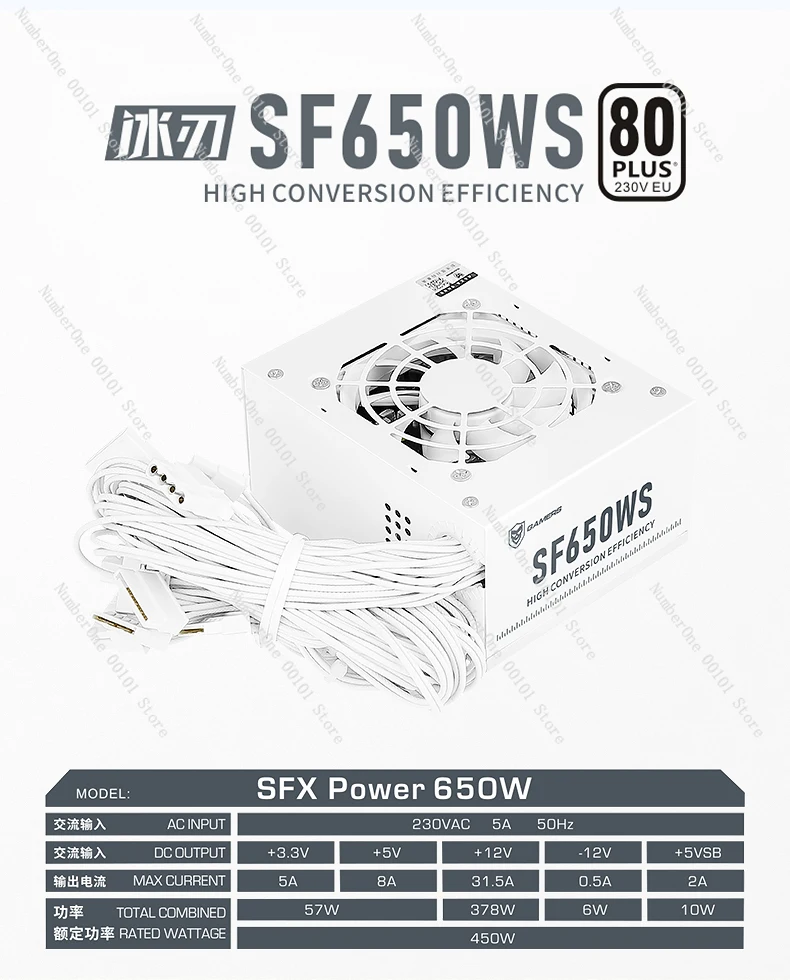 

Full Module White 500W/600W/700W/750W Mini ITX/MATX Desktop Small Chassis Power Supply