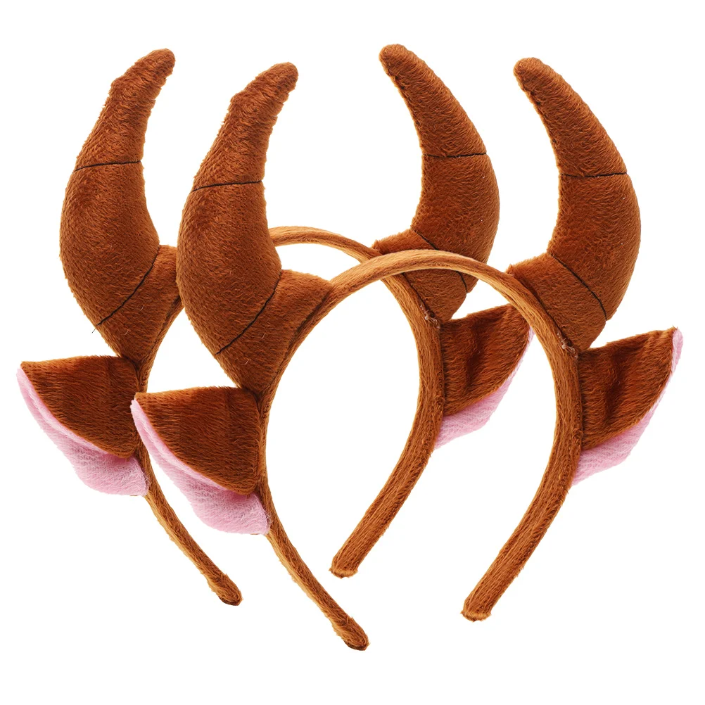 

2 Pcs Animal Horn Headdress Fancy Headband Headbands for Women Monkey Ears Adult Short Plush Farm Costume Accessories