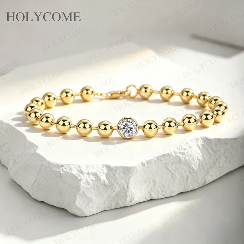 1ct Moissanit Gelbgold INS Damenarmband Kette 925 Silber Moissanit Diamantketten Schmuck für Damen und Herren – Detail 4