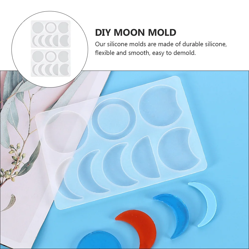 

2Pcs DIY Moon Mold Silicone for Handmade Pendant Ornaments - Creative Simple Design Ideal Beginner Craft Mold Heat Resistant Non