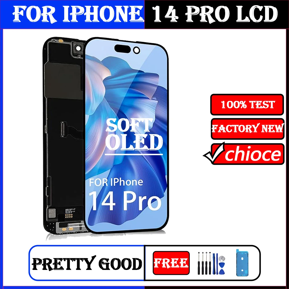 NEW Soft OLED For iPhone 14 Pro Screen LCD Display Digitizer Assembly Replace For iPhone 14Pro OLED Screen Support 3D Touch True