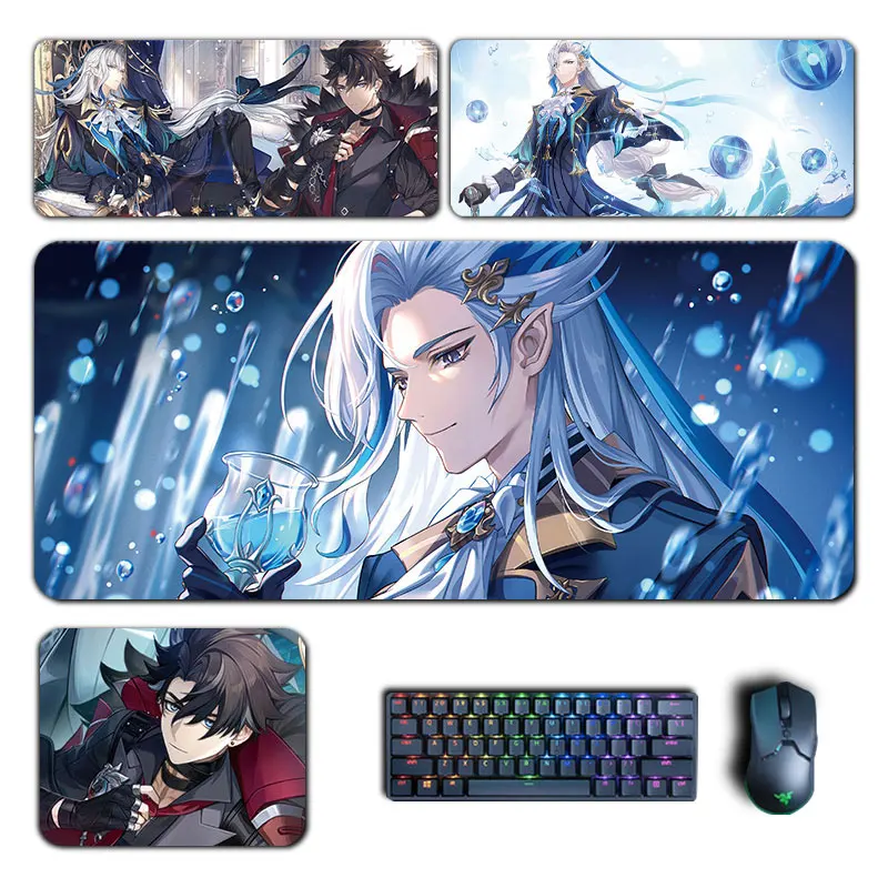 Wriothesley Neuvillette Mouse Pad Genshin Impact Large XXL Mousepad Computer Keyboard Padding Anime Gaming Accessories Desk Mat