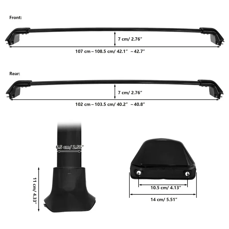 2Pcs Car Roof Rack Top Rail Cross Bars For HONDA CRV 2012-2016