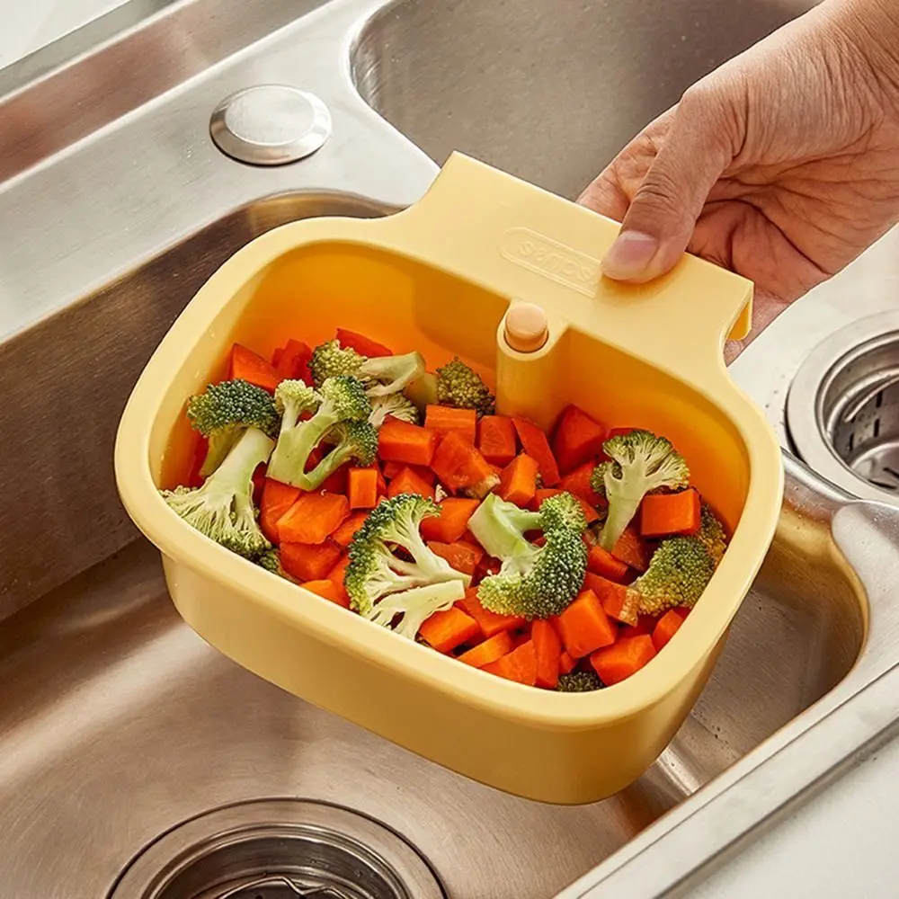 

2 in 1 Sink Hanging Strainer Basket Quickly Drain Self-Cleaning Soap Sponge Storage Shelf Large Capacity Openable Bottom Cover