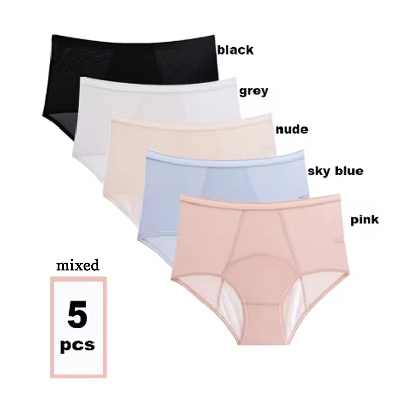 

5 шт., менструальные трусики для женской гигиены, женское нижнее белье, физиологические брюки, герметичные трусики для периода, женские трусы со средней талией