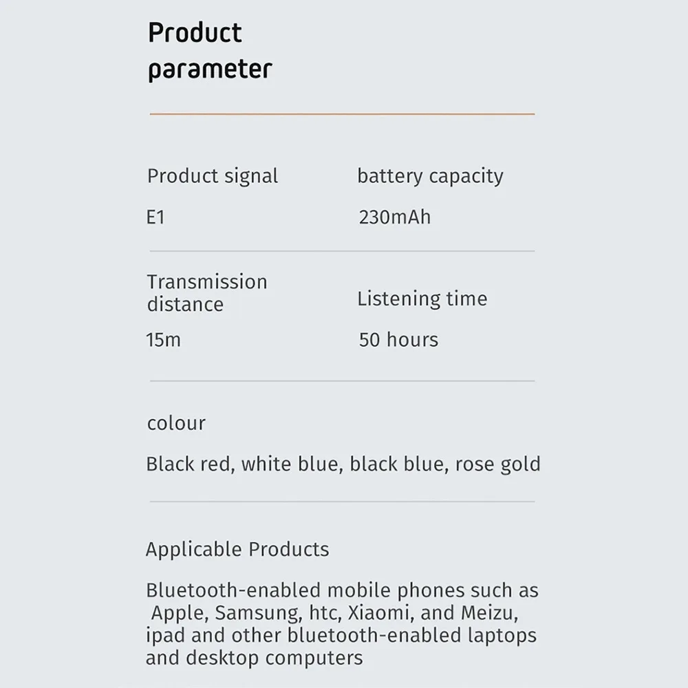 Ear Hook E1 Wireles… - image