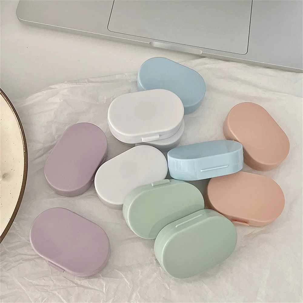 Lady Holder Storage Eye Care Container With Mirror Lenses Box Smooth Candy Color Portable Mini Contact Lens Case For Travel