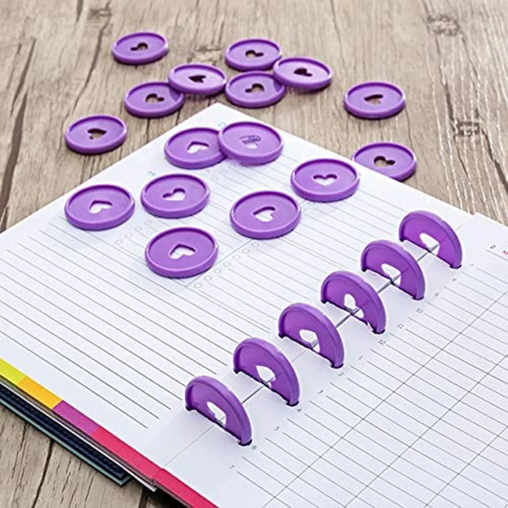 แผ่นพลาสติก60แผ่นสำหรับแผ่นหลวม, 6สี, แผ่นดิสก์ขยายวงแหวนประสานหัวใจสำหรับหน้าเพิ่มเติม