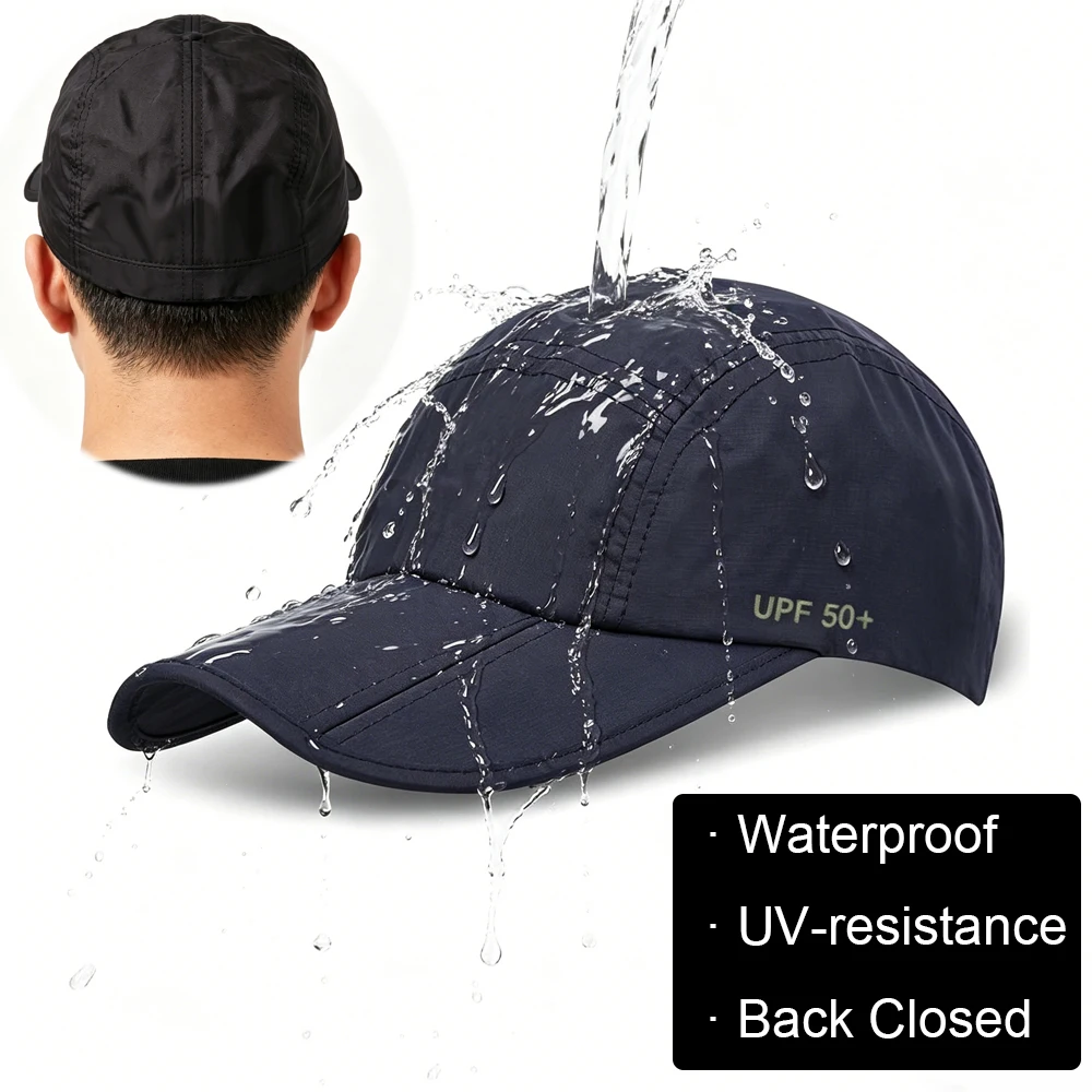 Waterproof Full Back Close UV-Resistant Fitted UPF 50+ Stretch Elastic Cap Hat New Trucker Men Women Dad Baseball Sun Visor Era