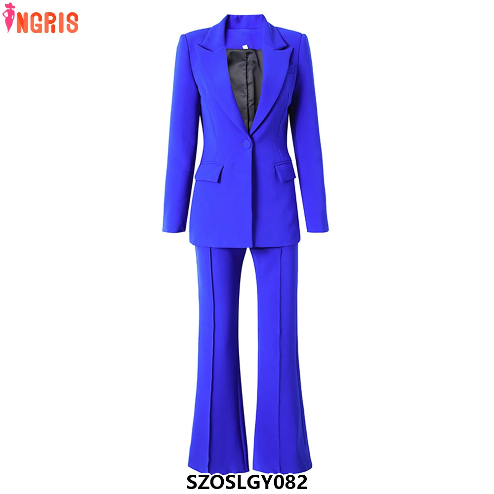 

2025 hot sale performance party two piece suit fashion top contrast color collar woven wide leg pants-SZOSLGY082