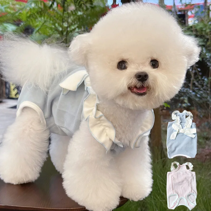 

Bow Cute Spring Pet Pumpkin Dress with Colorful Bowknot and Cute Camisole Dress Puppy Clothes Dog Clothes for Small Dogs