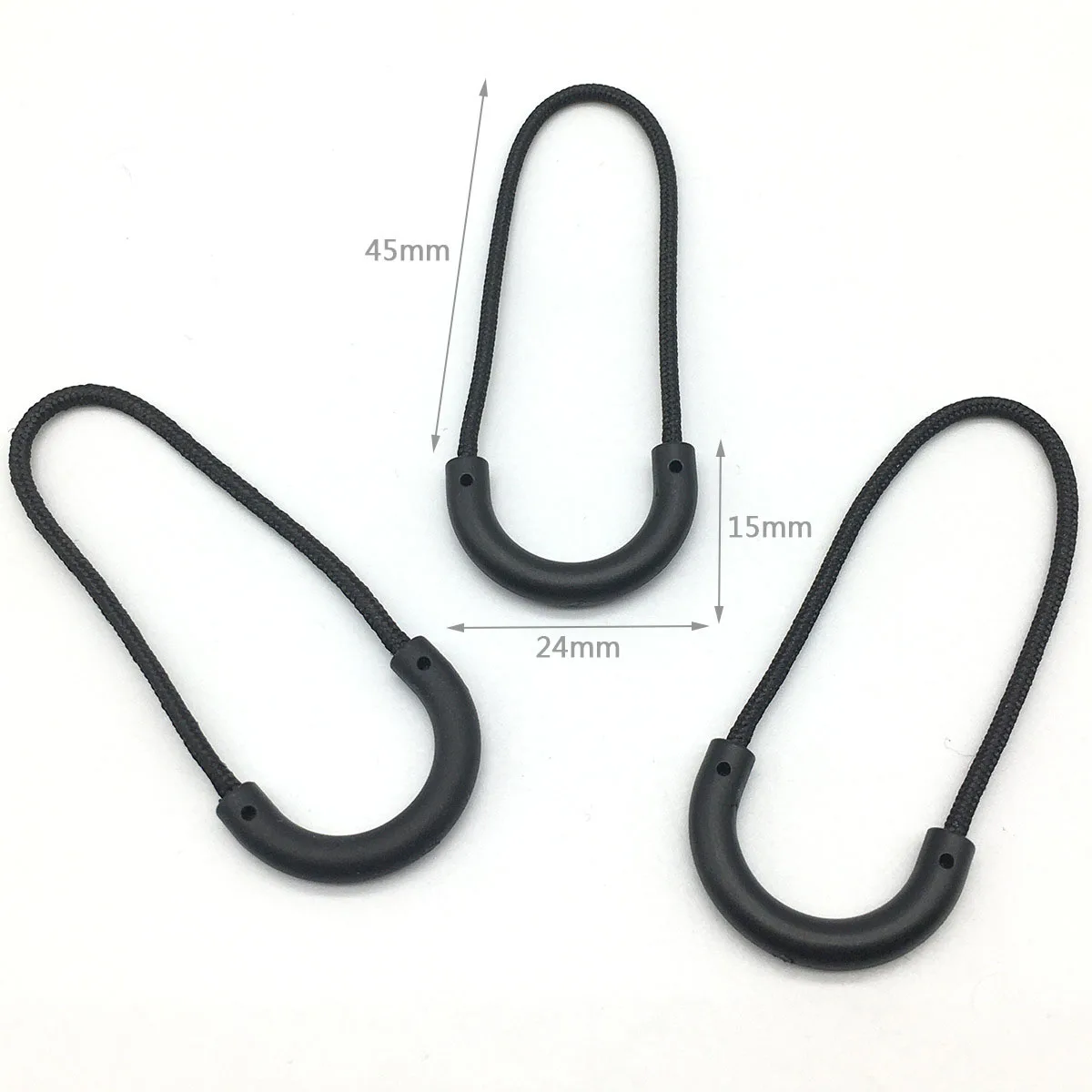 10pcs Plastic Zipper Pulls Cord Zip Puller Clip Durable Replacement Ends Lock Clothing Backpack Luggage Accessories Black