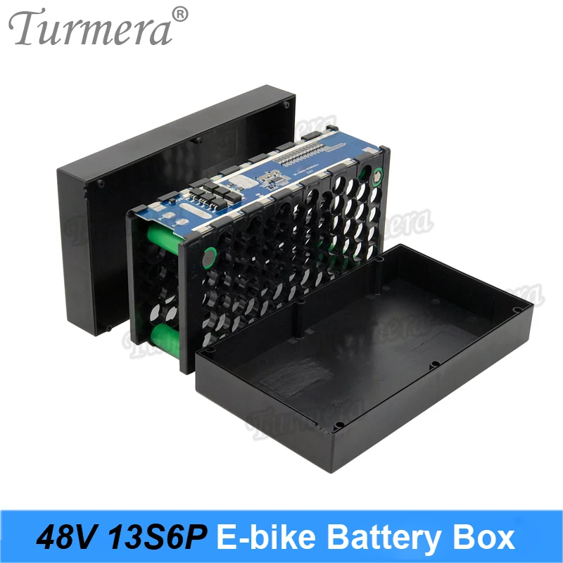 Turmera 48V E-bike Lithium Battery Case with 20A  BMS Board Include 13S6P 18650 Holder and Nickel for Electric Bike Battery Use