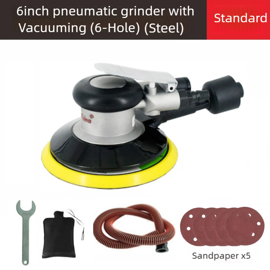 Newest 6inch Pneumatic Orbital Sander Air Polisher 150mm With Air Vacuuming Eccentric 5mm Grinding Polishing Waxing Machine
