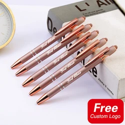 Simple Rose Gold Metal Ballpoint Pens Personalized Custom LOGO Engraved Name Advertising Gifts School Stationery Office Supplies