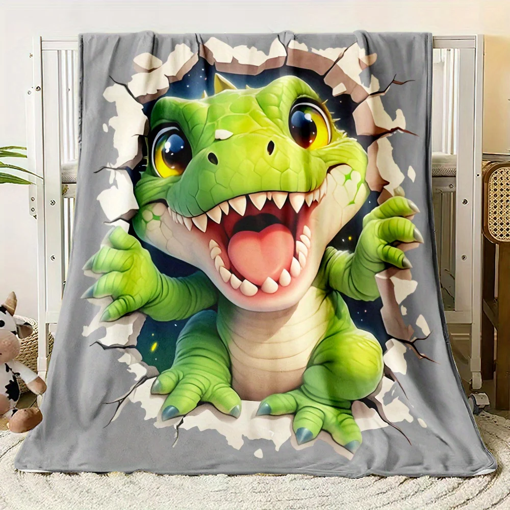 Crocodile Blanket Funny Cartoon Reptile Fleece Throw Novelty Design Soft Warm All Season Home Decor Gift