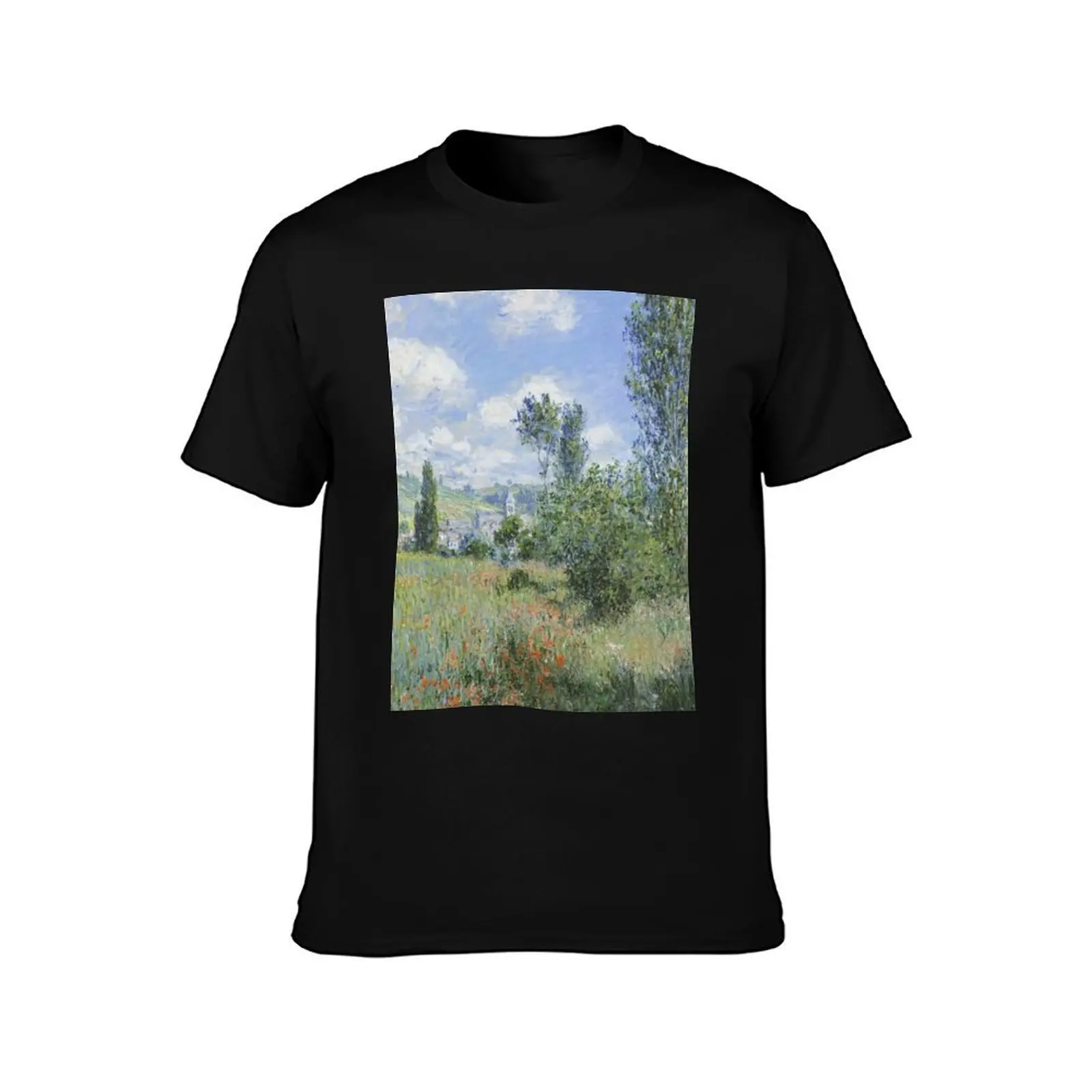 Claude Monet - View of Vétheuil (Vue de Vétheuil) (1880) T-Shirt man t shirt oversizeds animal prinfor boys designer t shirt men