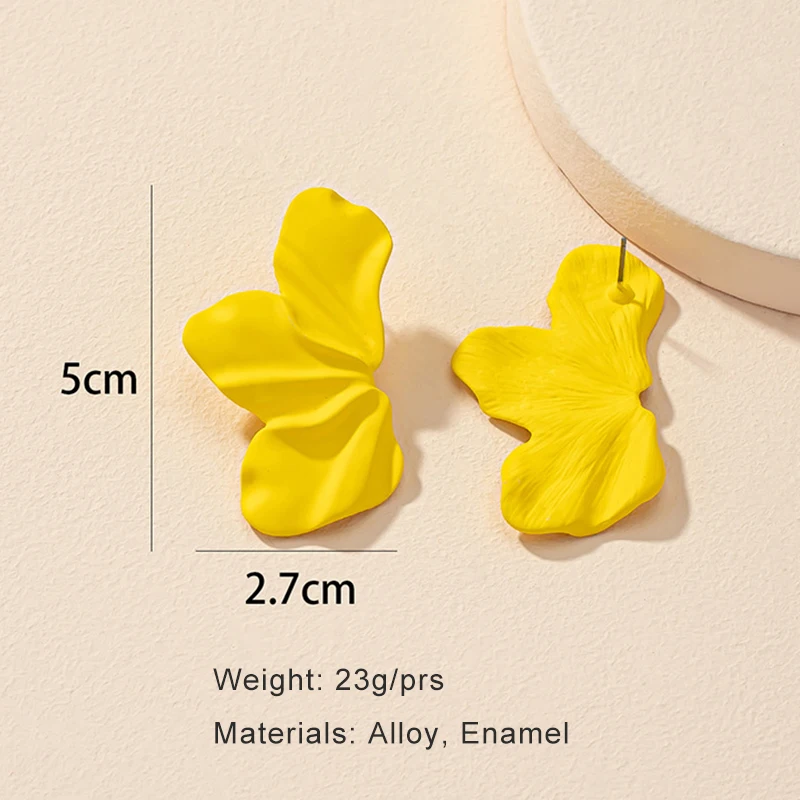 Metal Flower Enamel Petal Post Earrings For Women Fashion Jewelry Spring Summer Trendy New Style Hot Holiday Accessories 2023705