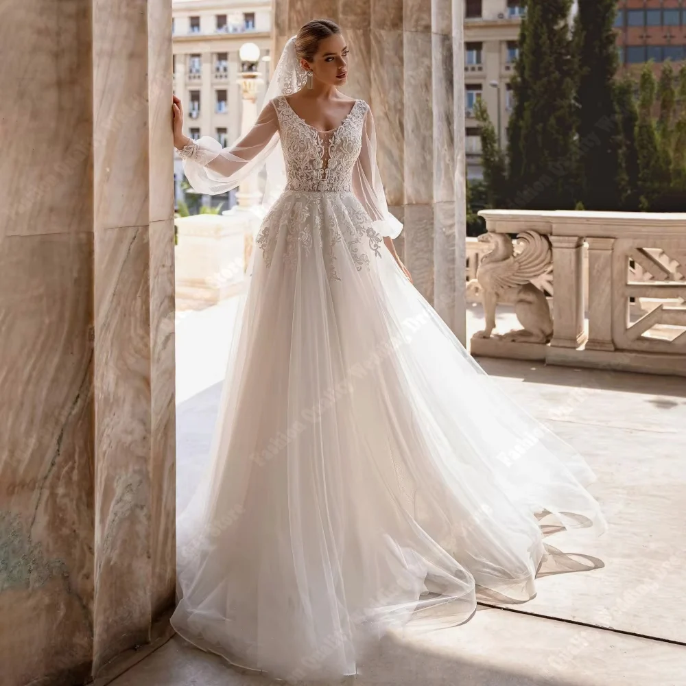 

Elegant A-Line Women Wedding Dresses High Quality Sexy V-Neck Bridal Gowns Engagement Banquet Vestidos De Noivas 2025 Customized