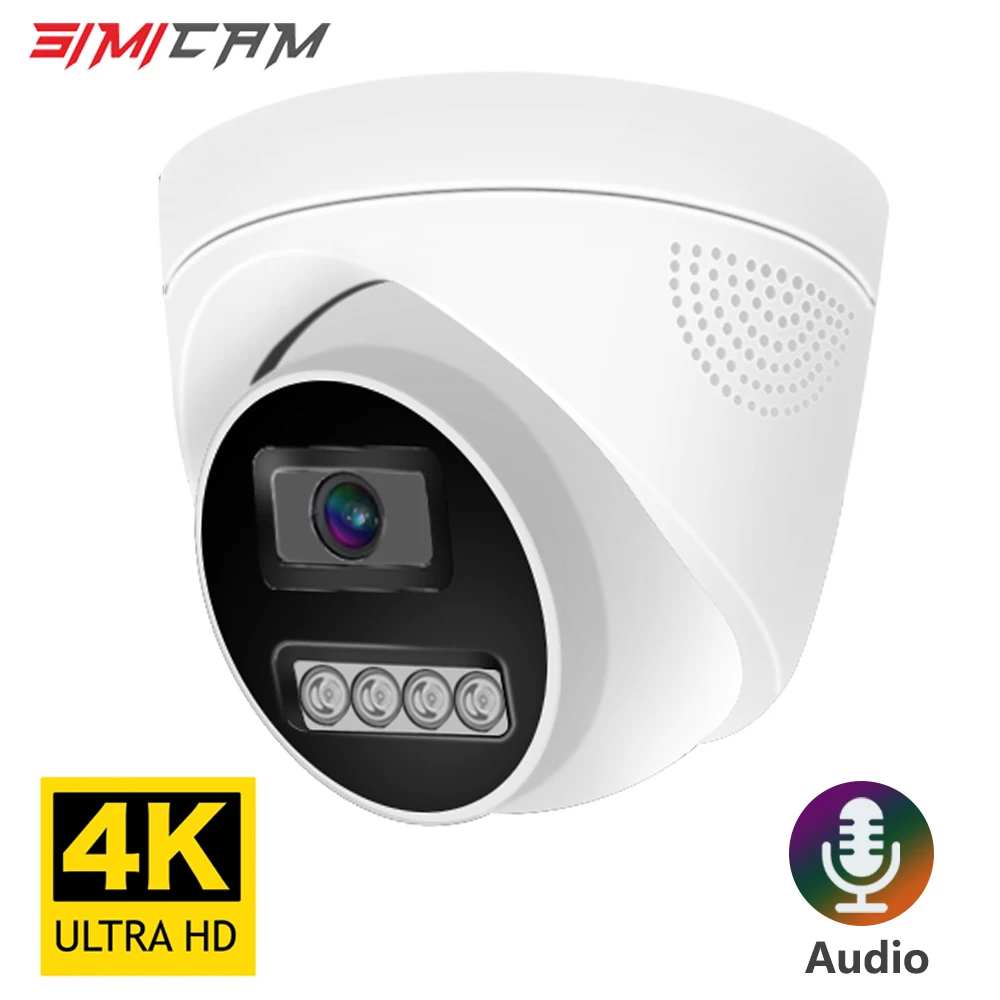 Kamera monitorująca 4K 8MP IP POE Onvif H265 Audio Dome Onvif HD Night Vision Human Detect 48V 4MP CCTV Video Security For NVR