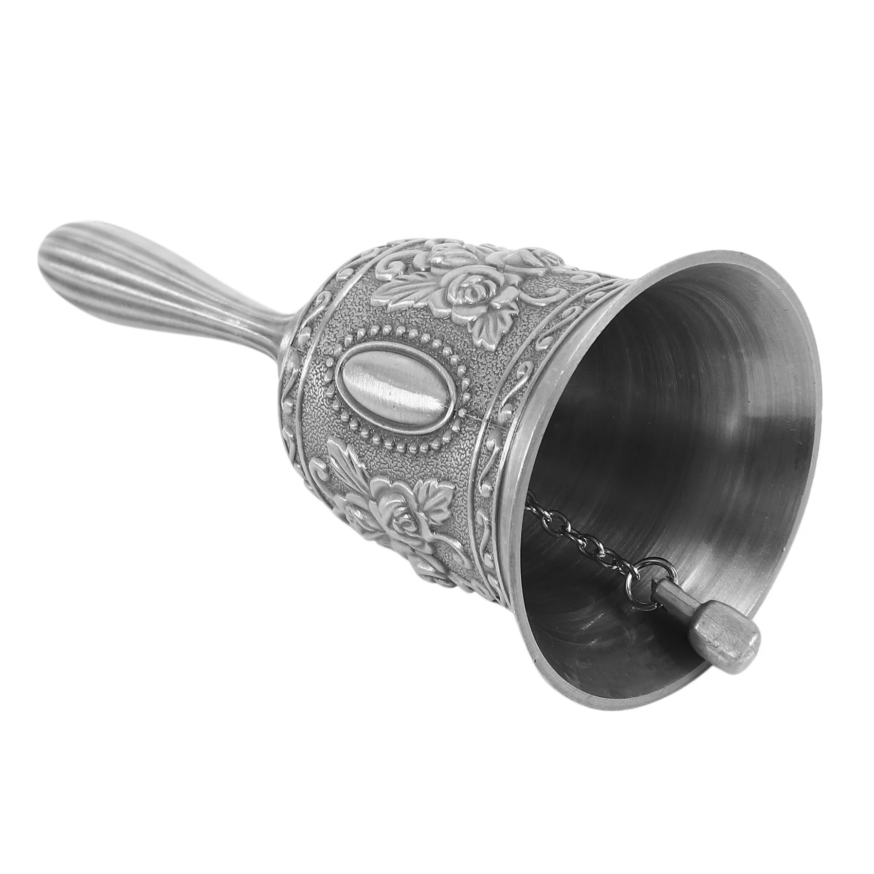 Hand Bell, Metal Tone Hand Hold Service Call Bell Desktop Bell Tea Dinner Bell Game Bell, Christmas Bell Silver-A68X