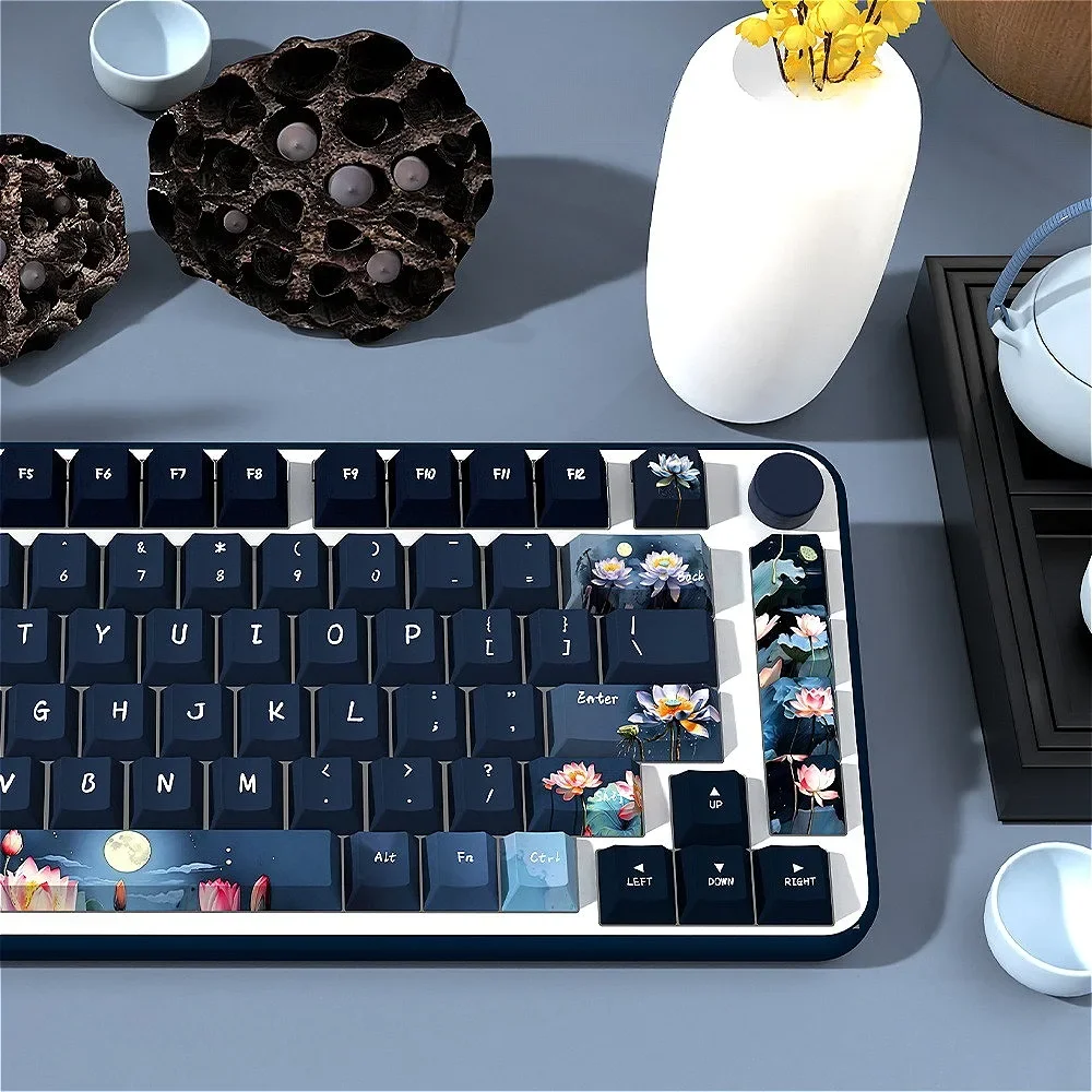 

Personalized Keycap 138/158 keys, Cherry PBT Lotus Pond Moonlight Theme for MX Switch 60/84/90/104/108 Mechanical Keyboard