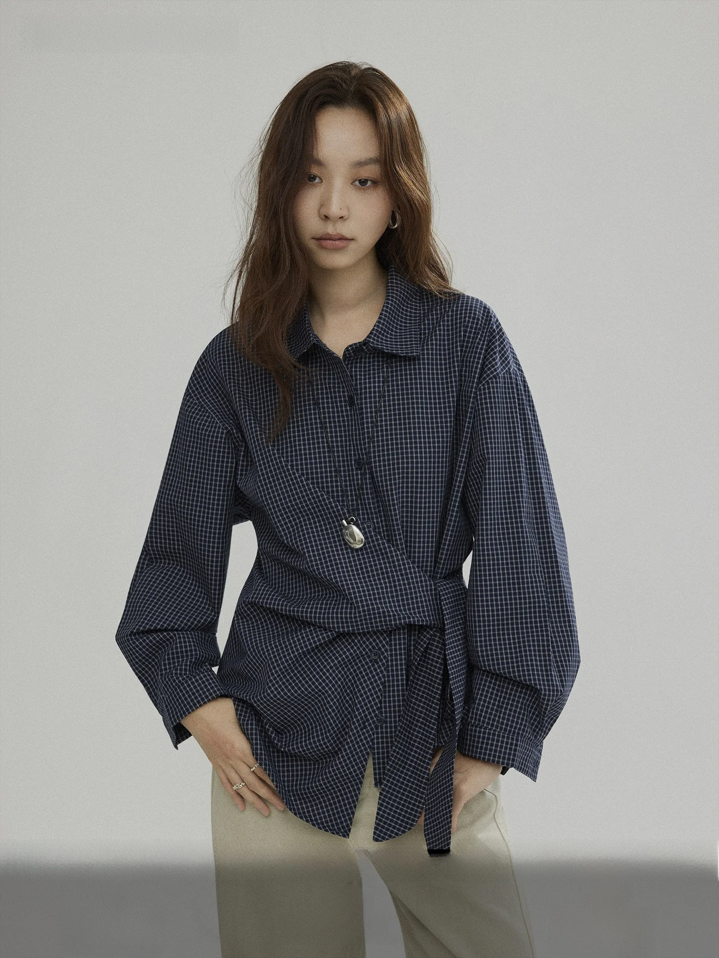 

Женская рубашка Joli Choose в клетку с поясом, длинный рукав, приталенный крой, хлопок, повседневная, осенняя новинка, дышащая, модная