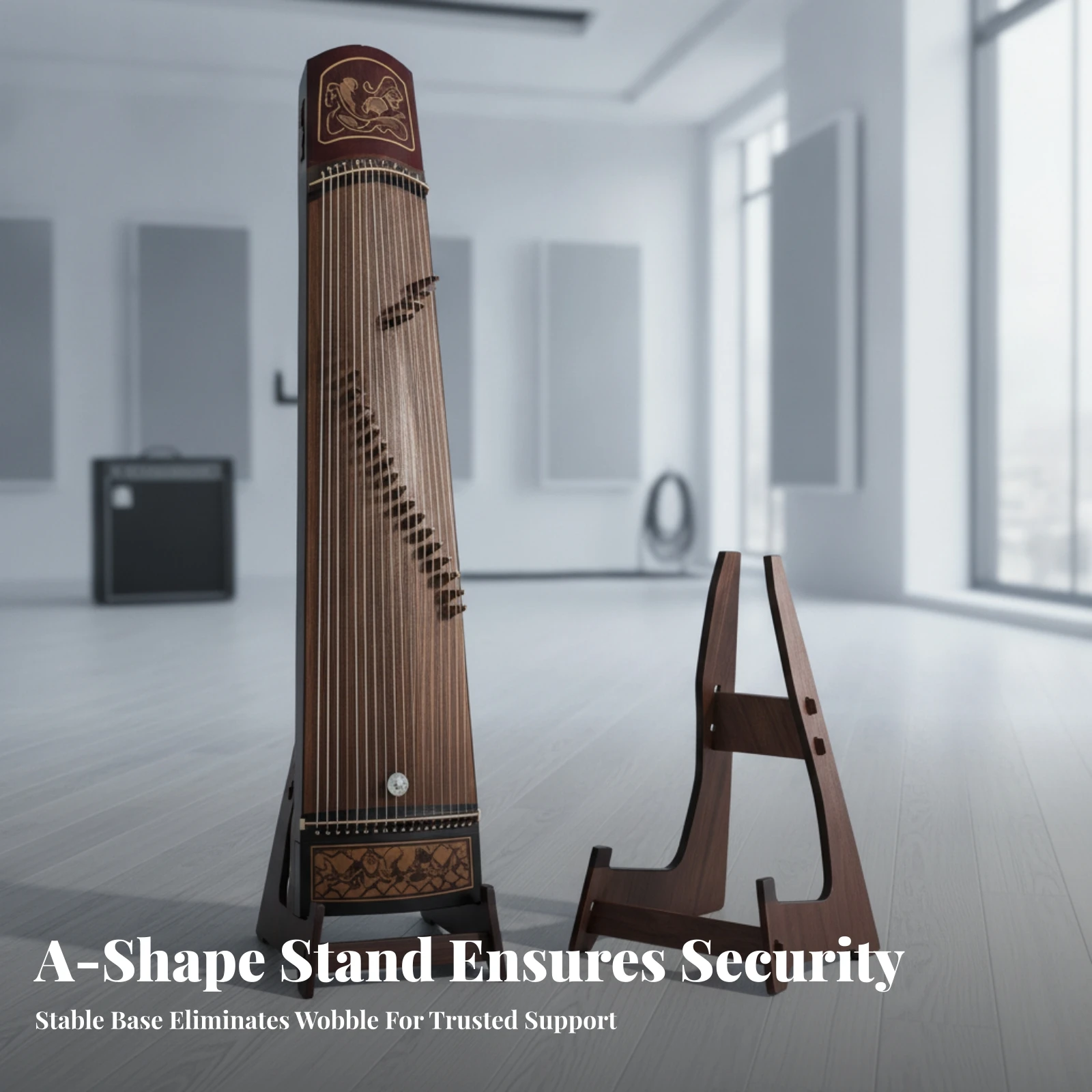 Upright Guzheng Stand Space-Saving Guzheng Stand Stable for Musicians, Home Practice Rooms, Music Studios