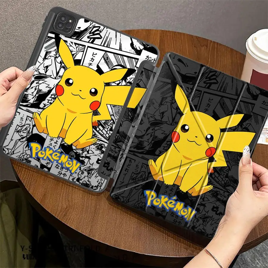 

Чехол-подставка для планшета Pokemon Comic Pikachu для iPad Mini 6, 7, Air 4, 5, M3, M2, 1, 2, M4, 11 дюймов, Pro 11, 10, 9, 8, 7, 12.9 дюймов
