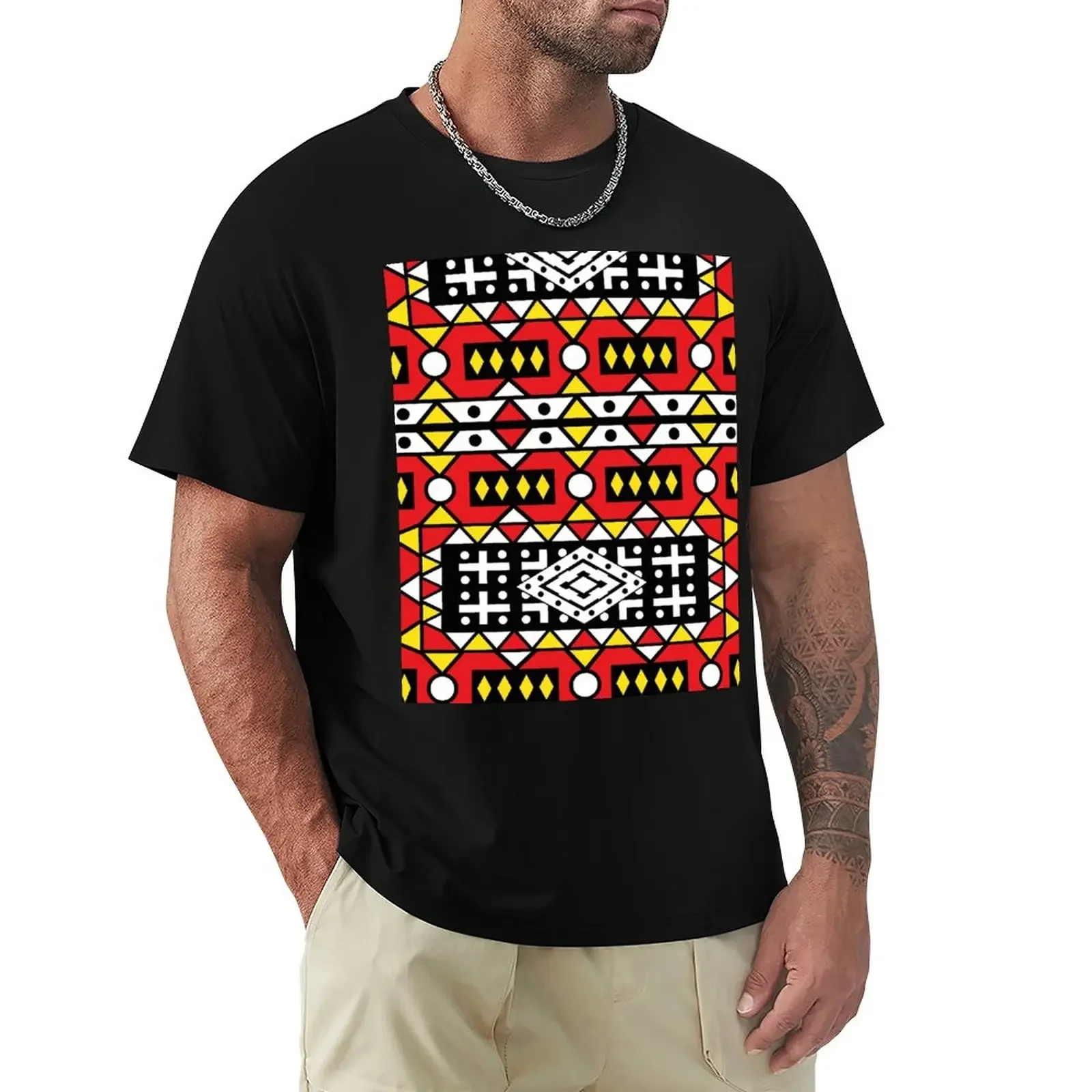 African pattern wax design Kizomba Samakaka Ankara print Angola T-Shirt black t shirt summer tops mens clothing