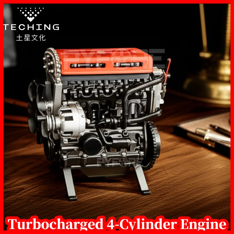 

TECHING Turbocharged 4-Cylinder Engine Electric Model Kit–Realistic DIY Assembly Toy STEM Educational Gift for Adults & Children