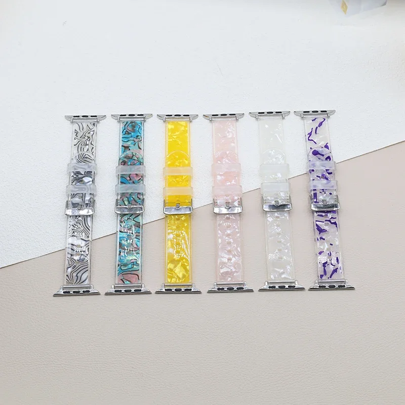 Transparent Floral Strap For Apple Watch 46mm 41mm 42mm 44mm 45mm Silicone Printed Pattern Band for iWatch 12 11 10 9 8 7 SE 6
