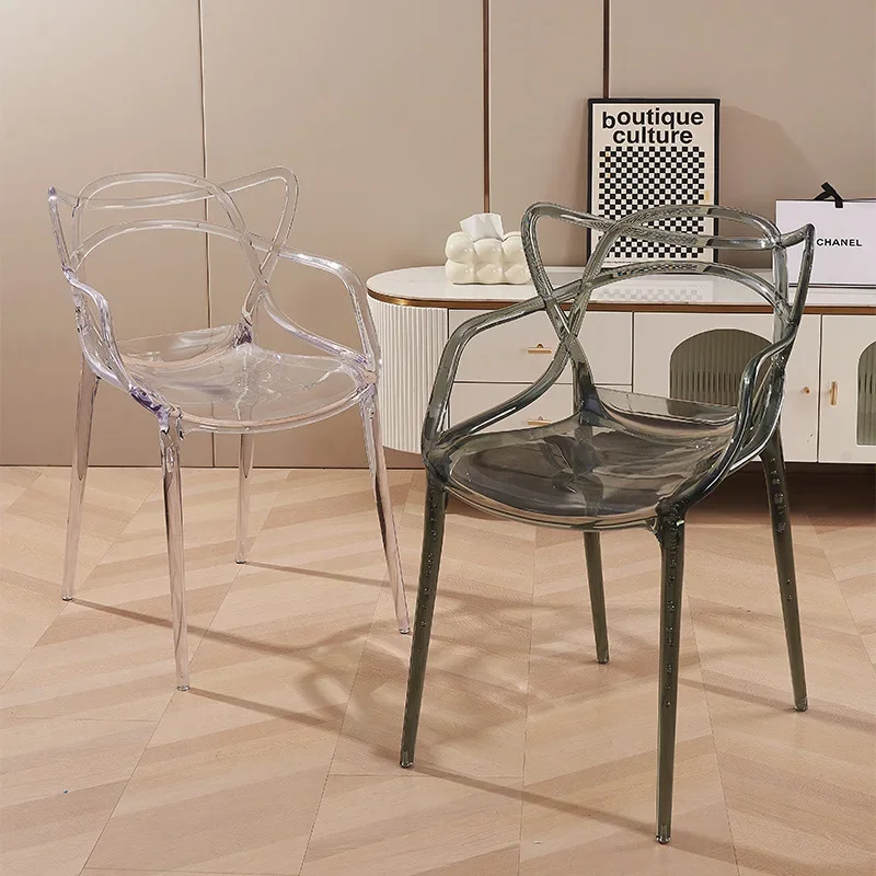 French transparent chair ins crystal dining home creative plastic back vine Internet celebrity acrylic stool