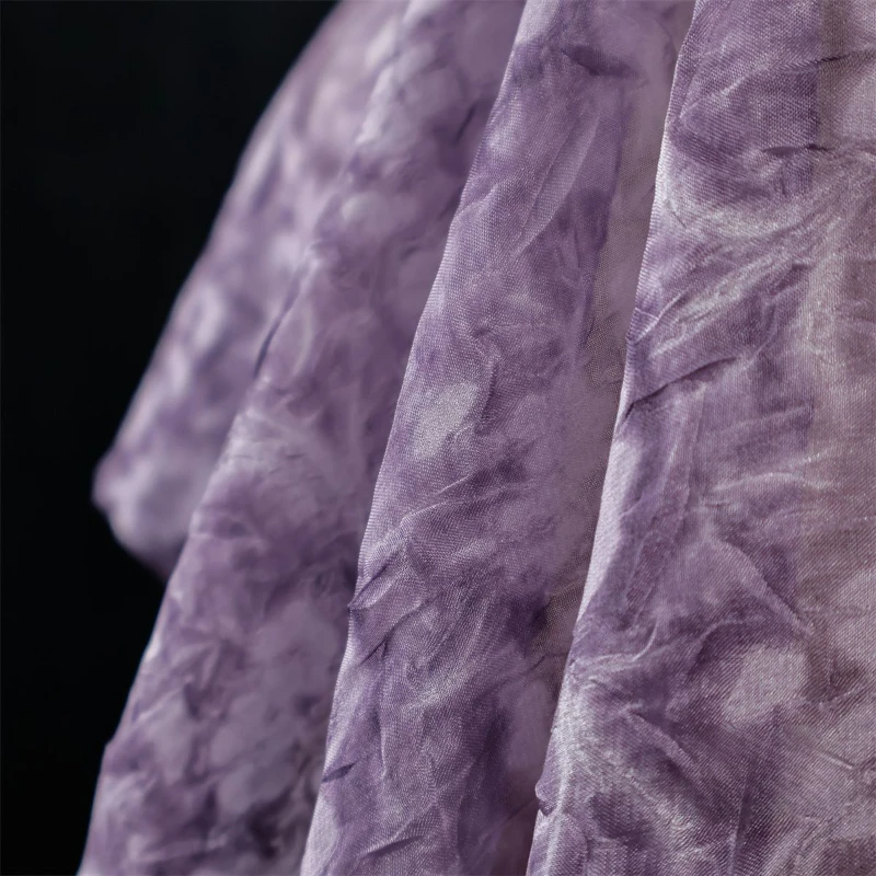 Soft Semi Transparent Light Purple Chiffon Relief Three-dimensional Rose Organza Fabric Hanfu Dress Shirt Fabric