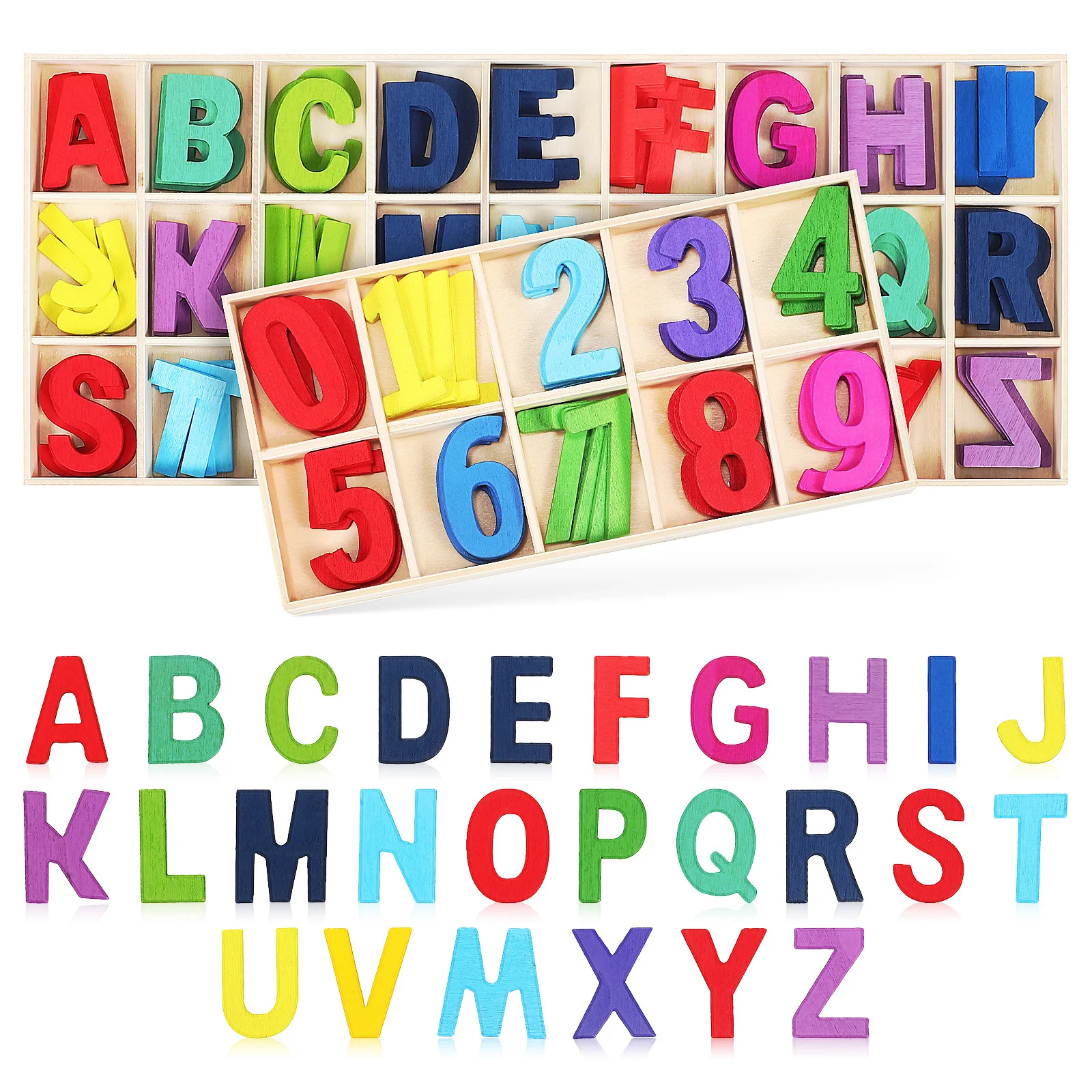 1 ensemble de chiffres de l'alphabet en bois colorés, activités éducatives d'apprentissage préscolaire, lettres d'orthographe artisanales lisses et légères et sûres