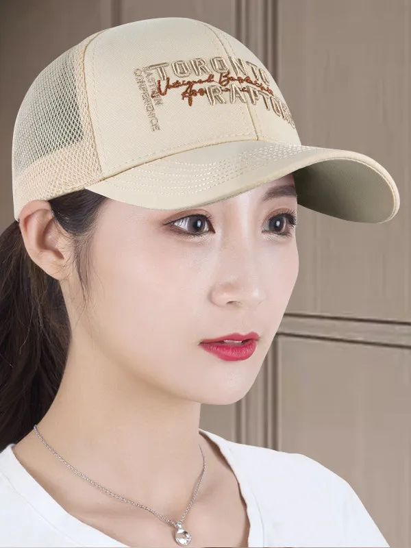 women's-summer-baseball-cap-breathable-mesh-fashionable-sunguard-hat-sunshade-small-face-effect-adjustable-round-top-cotton-cap